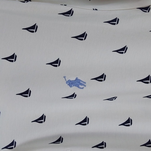 Ralph Lauren Mens White Polo / Blue Sailboats Blue PONY Soft Preppy Sz.XL - Picture 3 of 11